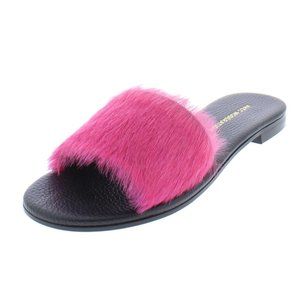 AVEC MODÉRATION Bora Bora Fuchsia Pink Pony Hair Leather Slides Sandals 36 Italy